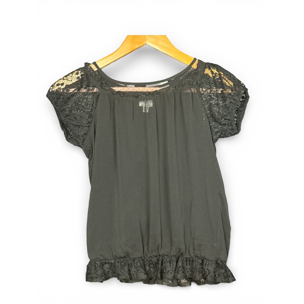 Disney Girls Black Lace Sleeve Blouse Size L‎ 10-12 Dressy Top